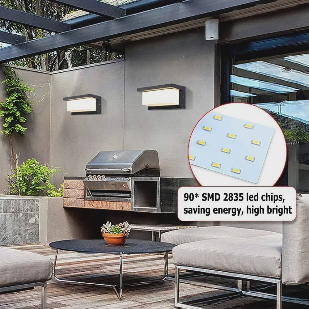 Set van 2 Waterdichte LED Buitenmuurverlichting met Bewegingssensor - IP66 - Tuin, Terras & Balkon