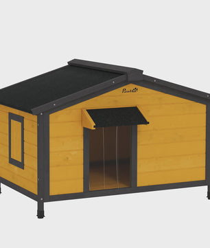 Pawhut Houten Buitenren voor Honden met Bitumen Dak - 97x72x65cm