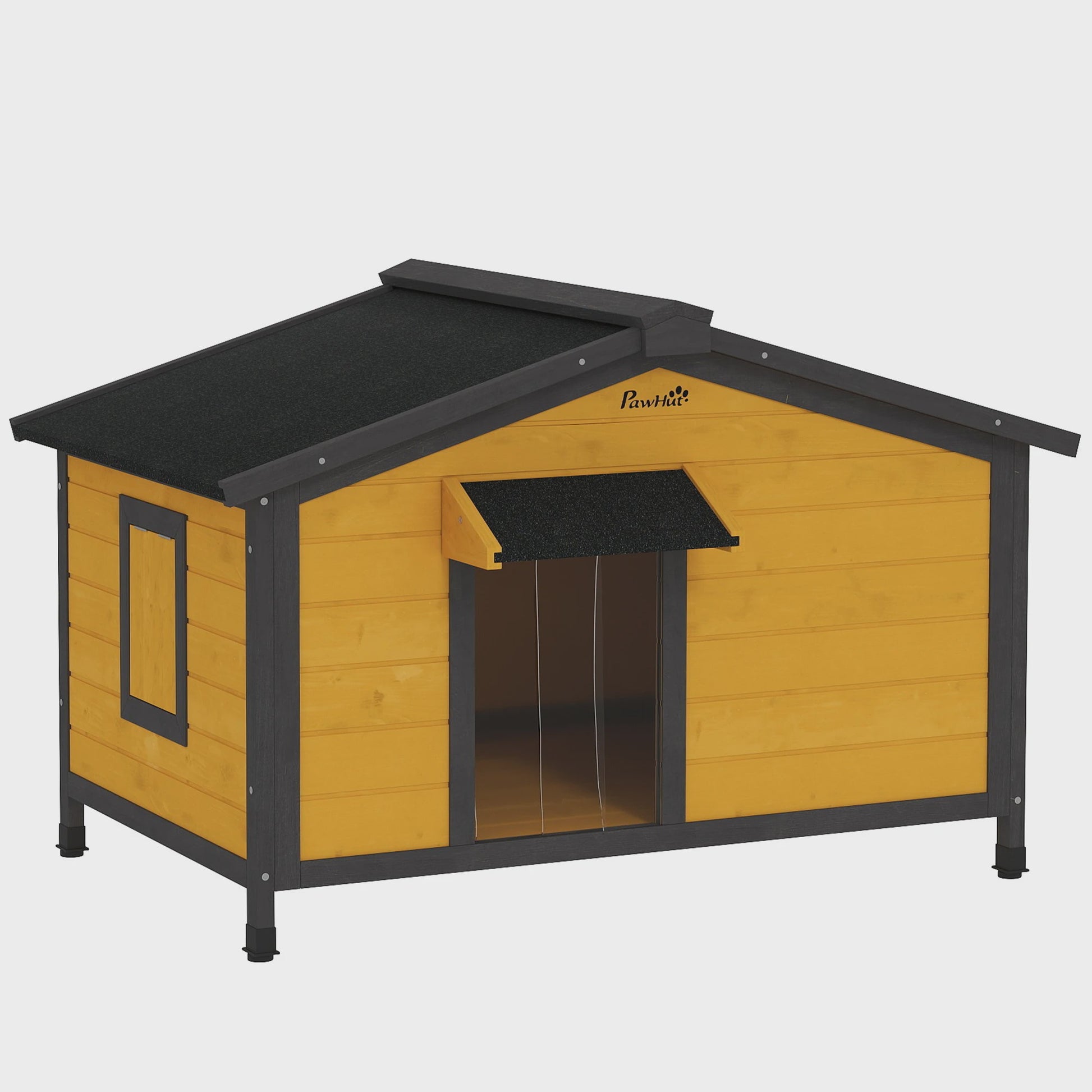 Pawhut Houten Buitenren voor Honden met Bitumen Dak - 97x72x65cm