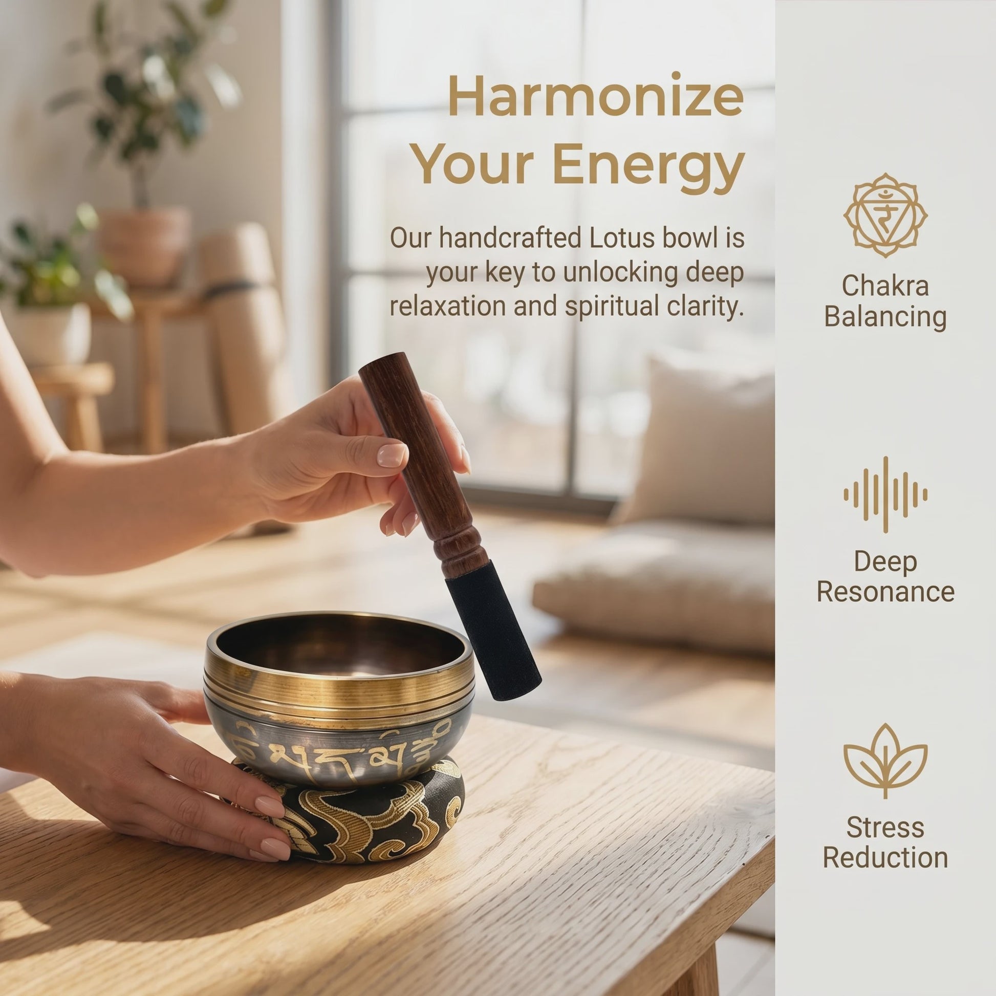 Tibetaanse Klankschaal Lotus Set - Uniek Cadeau voor Meditatie, Yoga & Chakra Balans
