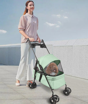 2-in-1 Honden- en Kattenbuggy met Afneembare Reiswieg - Tot 10 kg