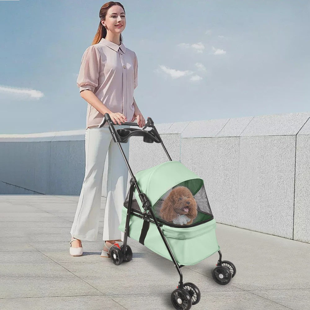 2-in-1 Honden- en Kattenbuggy met Afneembare Reiswieg - Tot 10 kg