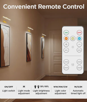 Gouden LED Wandlamp met Afstandsbediening - 3 Kleuren & Dimbaar