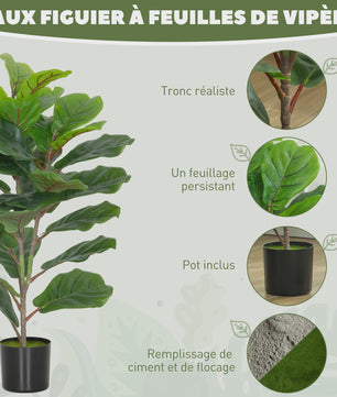 Set van 2 Kunstplanten Ficus Lyrata - 80 cm - Realistische Kunstboom met Pot