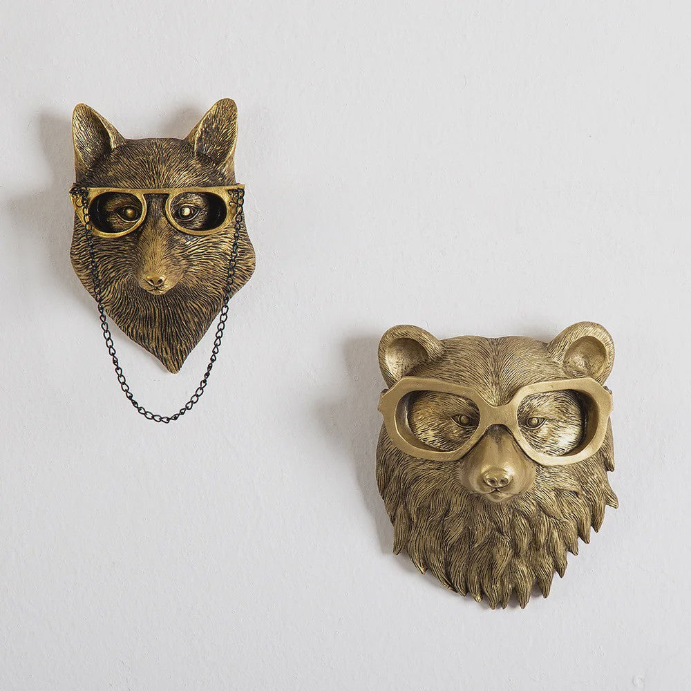 Gouden Hertenkop Wandhaak - Decoratieve Resin Muurhanger met Opbergfunctie