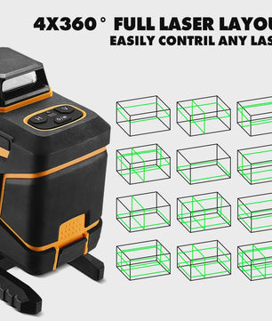DEKO 12-Lijn 3D Laserwaterpas Zelfnivellerend Groen 360° Kruislijn met Statief