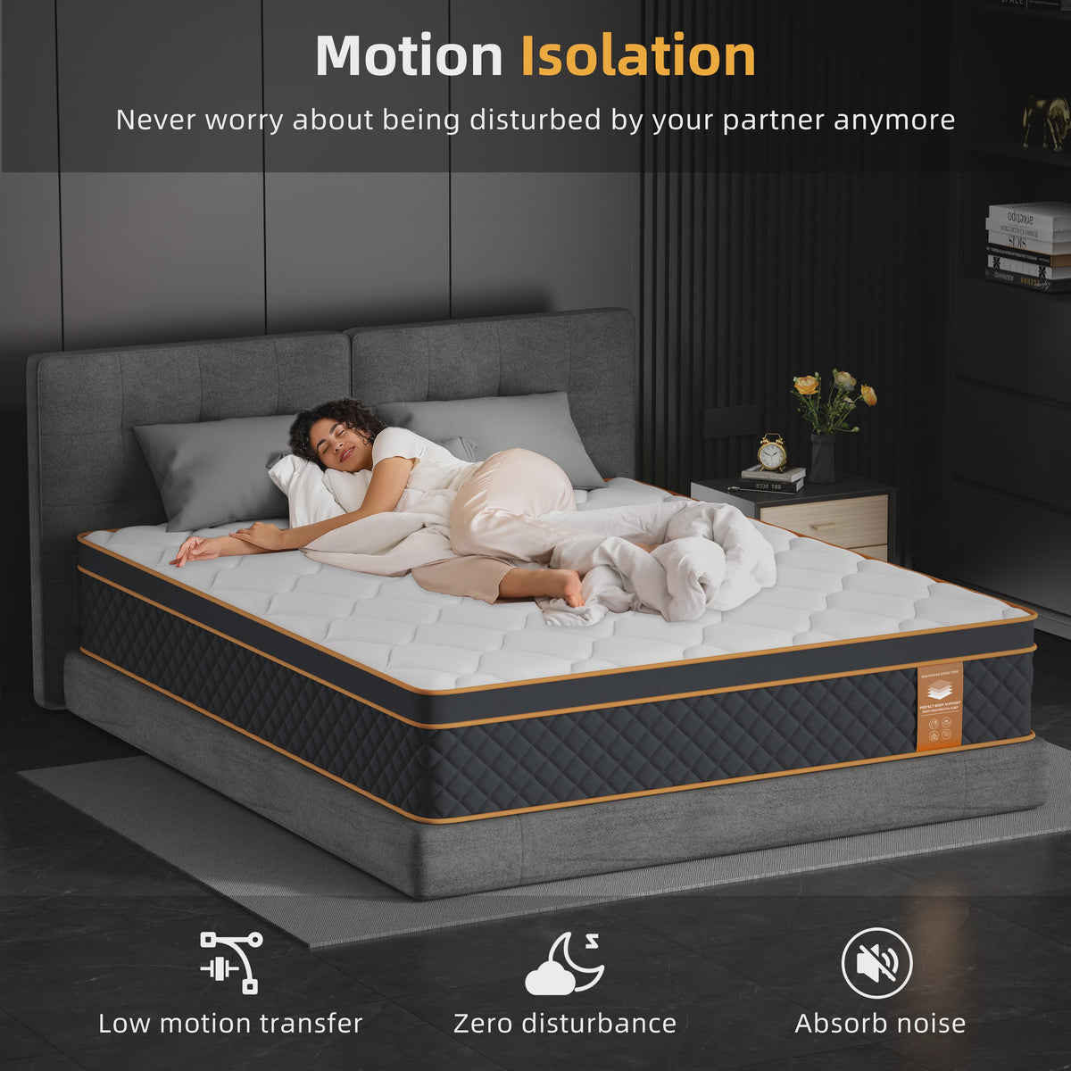 Pocketvering Matras 25cm Dik: Traagschuim, Zoned Support, 160/180x200cm - Stille Slaap