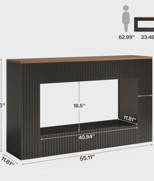 Moderne Console Tafel 140 cm Zwart met Houten Top - Stijlvolle Entree- en Banktafel