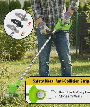 Accu Grastrimmer met Wielen - Verstelbare Steel & Krachtige Motor
