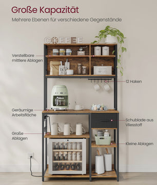 VASAGLE Keukenrek met Stopcontacten - 40x100x180.4 cm - Bruin