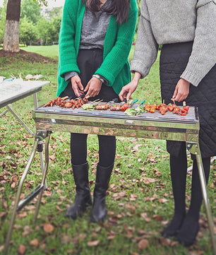 Klapbare RVS Houtskool BBQ Grill - Draagbaar & Compact voor Buitenfeesten