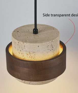 Retro Houten & Stenen Hanglamp - Sfeervolle Verlichting voor Slaapkamer, Bar of Restaurant