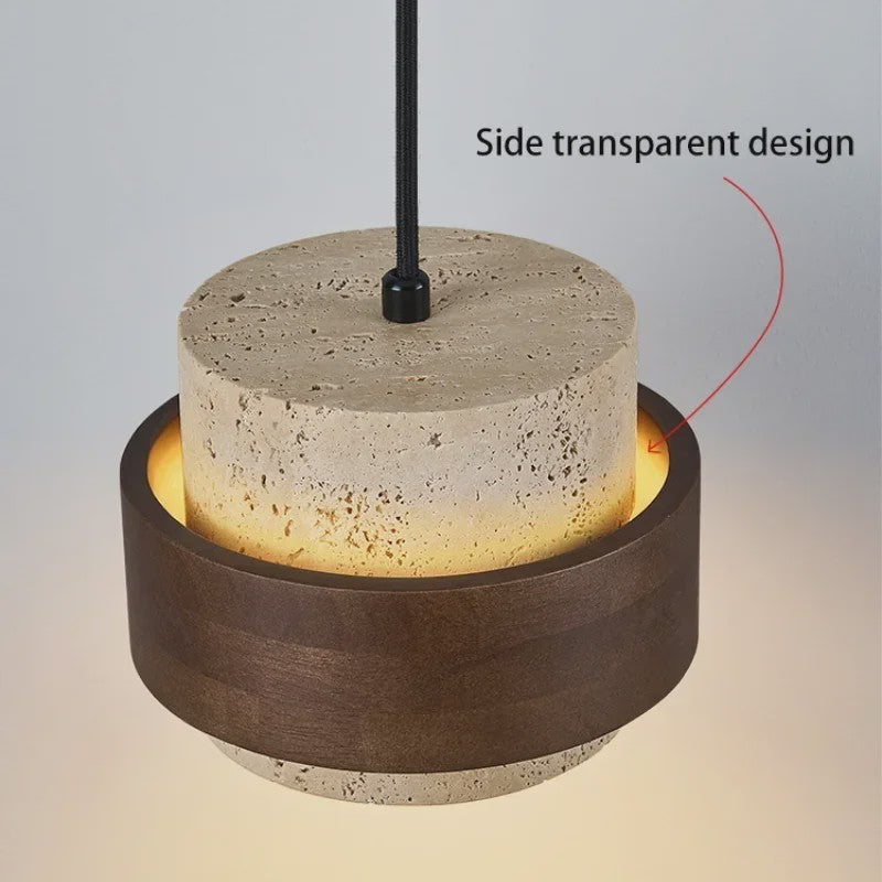 Retro Houten & Stenen Hanglamp - Sfeervolle Verlichting voor Slaapkamer, Bar of Restaurant