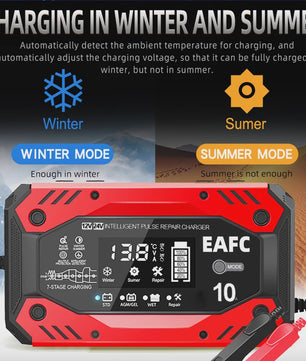 Slimme Acculader 12V/24V met Pulsreparatie & LCD Display - Voor Auto & Motor