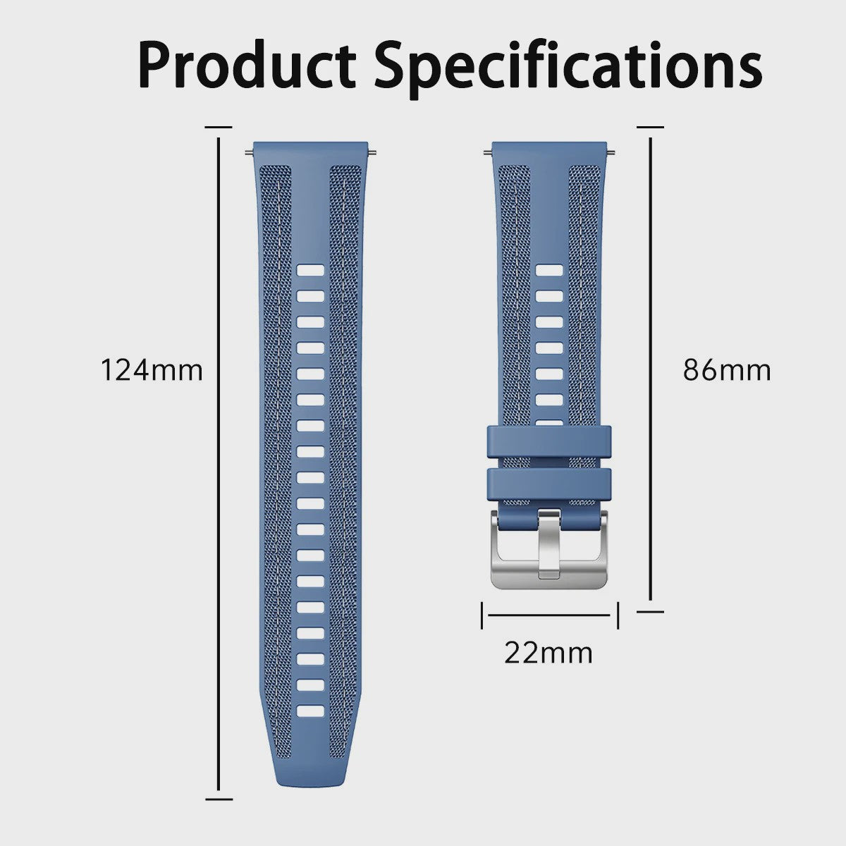 22mm Nylon & Siliconen Horlogeband voor Huawei Watch GT/Pro (46mm)