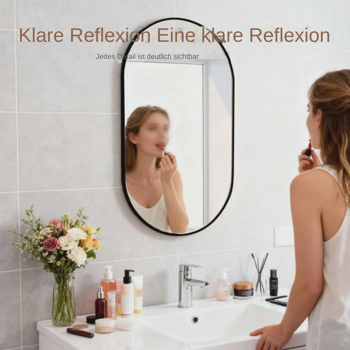 Ovale Wandspiegel 40x60 cm - Zwart, Modern & Veilig (Shatterproof)