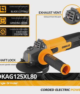 DEKO Elektrische Haakse Slijper 115mm 800W - Krachtig voor Metaal en Hout