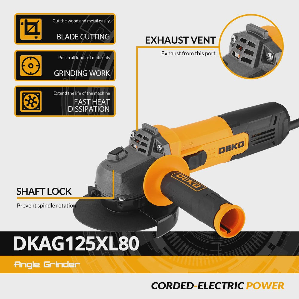 DEKO Elektrische Haakse Slijper 115mm 800W - Krachtig voor Metaal en Hout