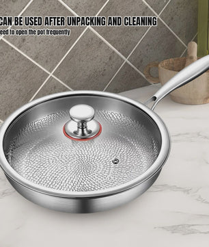 Pure Titanium Koekenpan 30/26cm - Anti-aanbak, Hamerslag Patroon, Titanium Legering