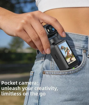 4K Handheld Gimbal Action Camera met 180° Draaibare Lens, Anti-Shake & Fill Light voor Vlogs & Outdoor Sport