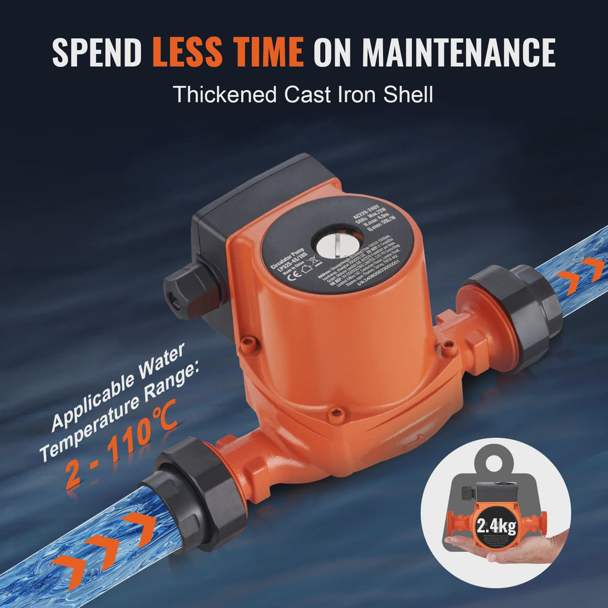 Circulatiepomp Warm Water 220V - 3 Snelheden, Stil & Krachtig voor CV-systemen