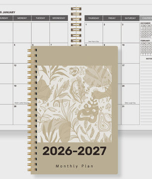 2026-2027 A5 Maandelijkse Planner Agenda met Botanische Kaft - 24 Maanden Organiser voor Werk & Studie