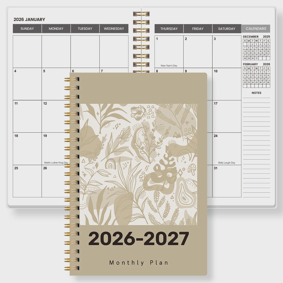 2026-2027 A5 Maandelijkse Planner Agenda met Botanische Kaft - 24 Maanden Organiser voor Werk & Studie