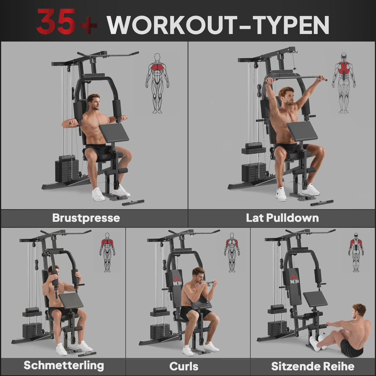 HOMCOM Krachtstation Fitness Station Multigym - Zwart