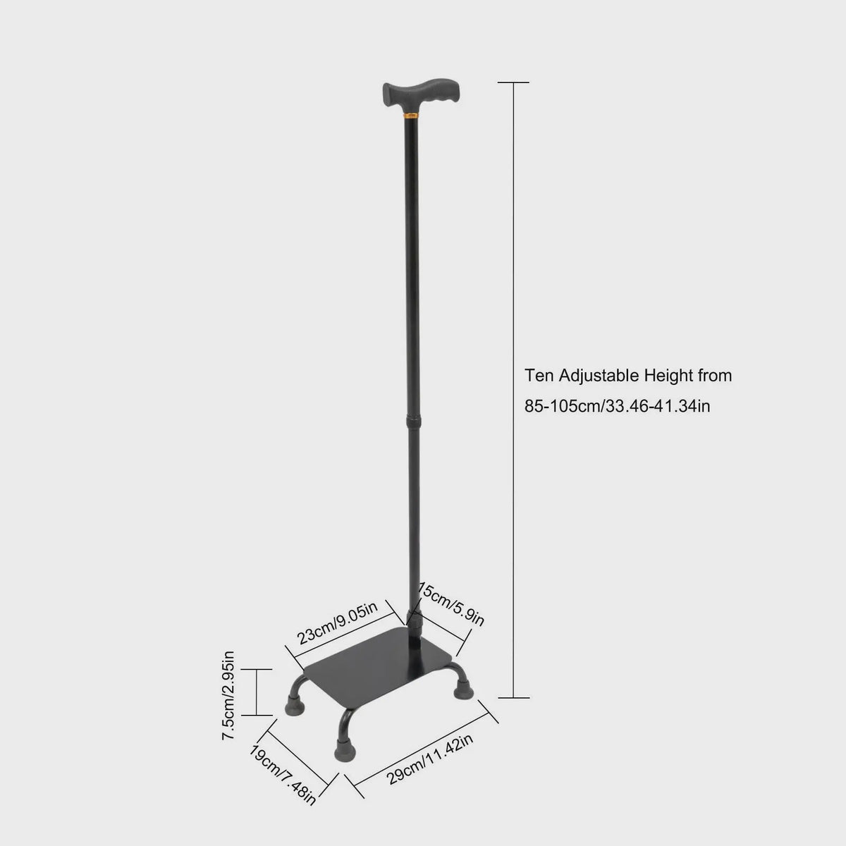 Verstelbare Wandelstok met Trapklimhulp & Hoge Stabiliteit - 150kg Draagvermogen