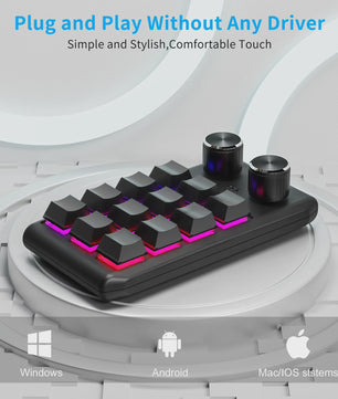 Programmeerbaar Mini Macrotoetsenbord met 2 Knoppen, RGB & Bluetooth