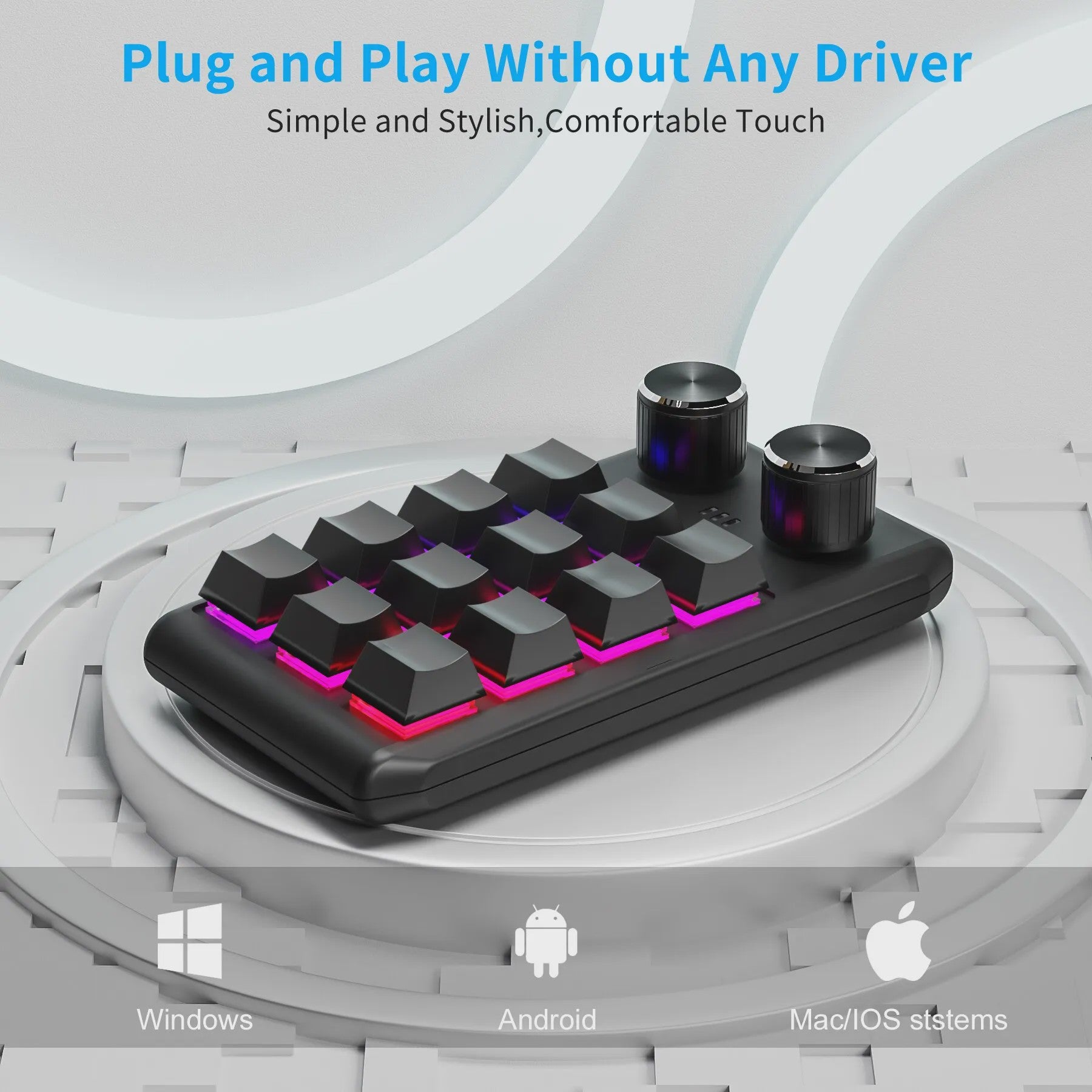 Programmeerbaar Mini Macrotoetsenbord met 2 Knoppen, RGB & Bluetooth