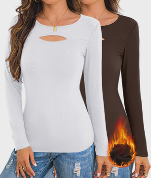 Dames Ribgebreide Longsleeve met Asymmetrische Halslijn - Slim Fit & Elegant