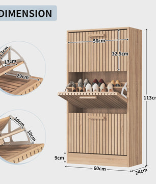 Houten Schoenenkast met Klapdeuren en Stofvrije Opbergruimte