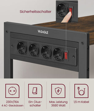 Keukenrek met Stopcontacten, 2 Metalen Manden en Magnetronplank - Industrieel Design