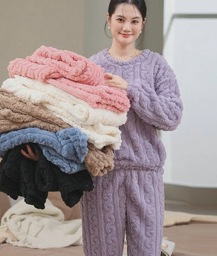 Dames Pyjama Set Herfst/Winter - Zacht Coral Velvet Jacquard Loungewear