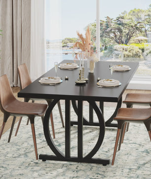 Industriële Eettafel 160 cm voor 4-6 Personen - Zwart met Zwaar Metalen Frame