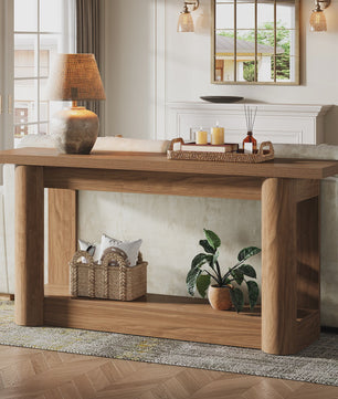 Tribesigns 160cm Farmhouse Console Tafel - Smal, Lang Dressoir voor Achter de Bank met 2 Lagen Opslag