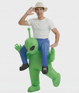 Opblaasbaar Alien Kostuum voor Kinderen & Volwassenen - Grappig Feest-, Halloween- & Carnavalskostuum