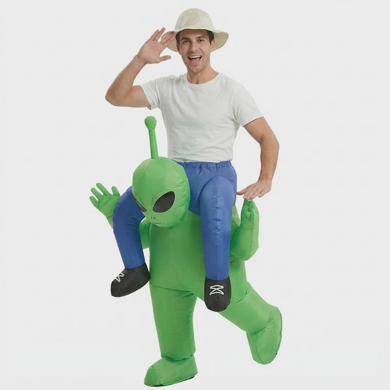 Opblaasbaar Alien Kostuum voor Kinderen & Volwassenen - Grappig Feest-, Halloween- & Carnavalskostuum