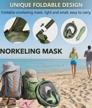 Volledig Gelaat Snorkelmasker met 180° Panoramisch Zicht & Anti-Fog