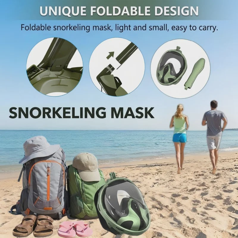 Volledig Gelaat Snorkelmasker met 180° Panoramisch Zicht & Anti-Fog