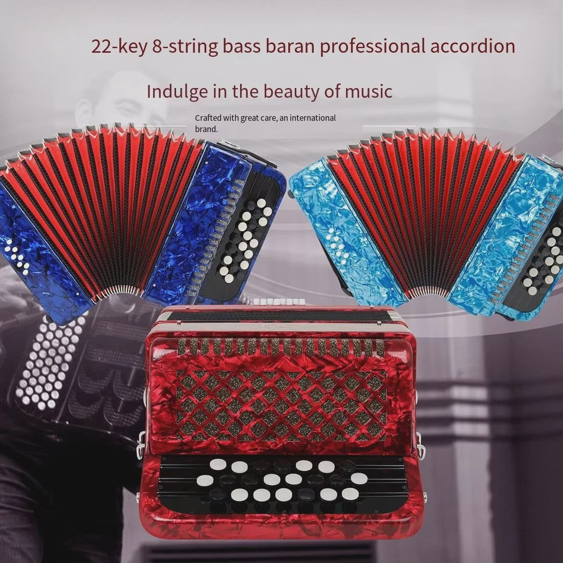 Professionele 22-Toets 8-Bas Accordeon voor Beginners en Gevorderden