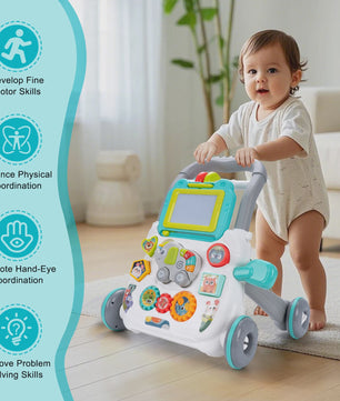 Multifunctionele Loopwagen met Muziek en Tekenbord voor Baby's (12M+)