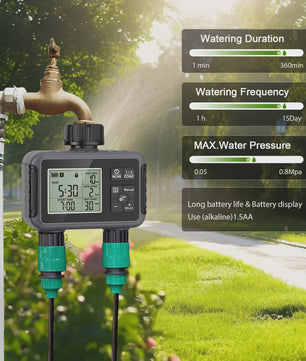Slimme Tuin Watergift Timer met Dual Zone LCD Display en Vernevelingssysteem