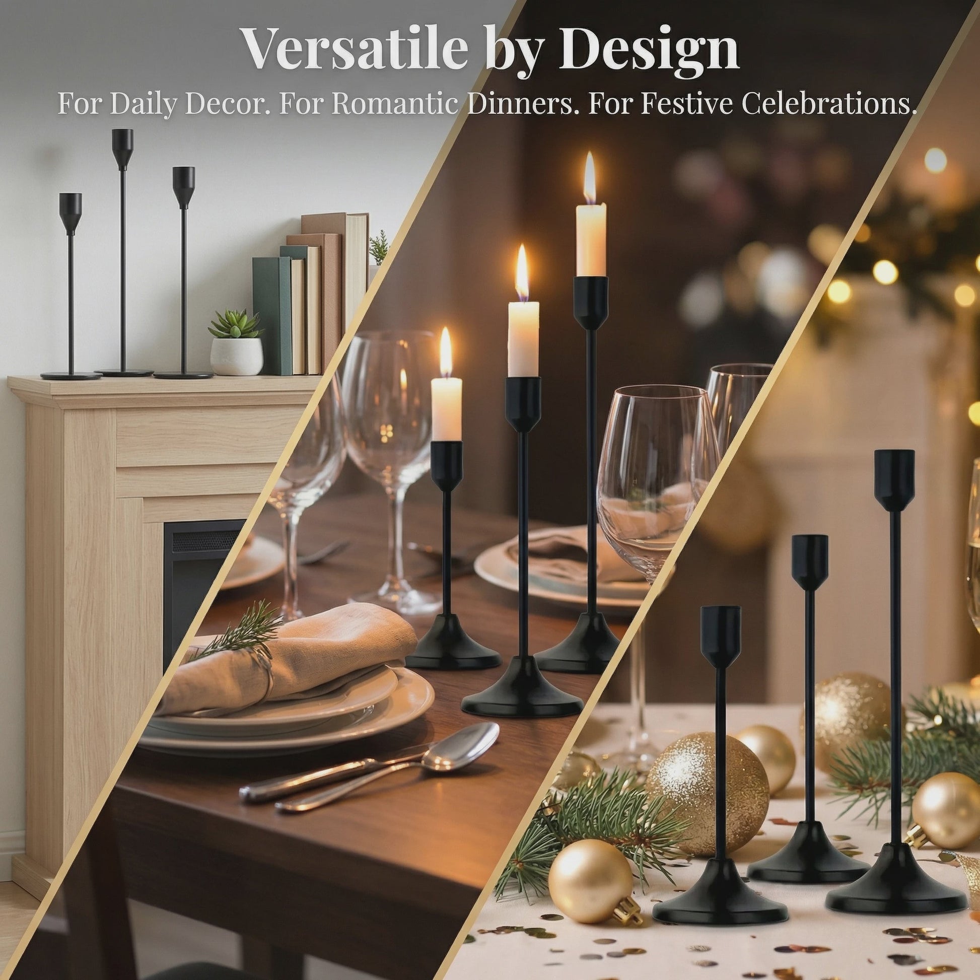 Set Kaarsenstandaards Klassiek Bullet-Head - Goud & Zwart - Decoratie & Tafeldecoratie