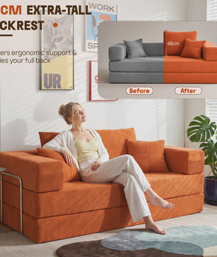 Opvouwbare Sofa Bed 200cm XXL - Modulair Gastenbed met Corduroy & Memory Foam