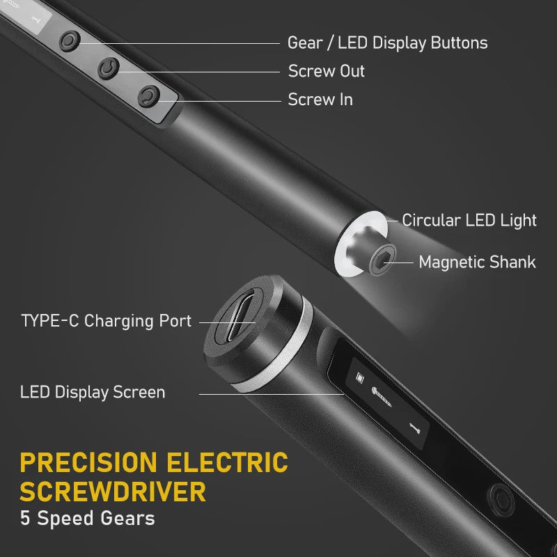 Galacok S6 Max Precisie Elektrische Schroevendraaierset - 42 Bits & 5 Koppelstanden
