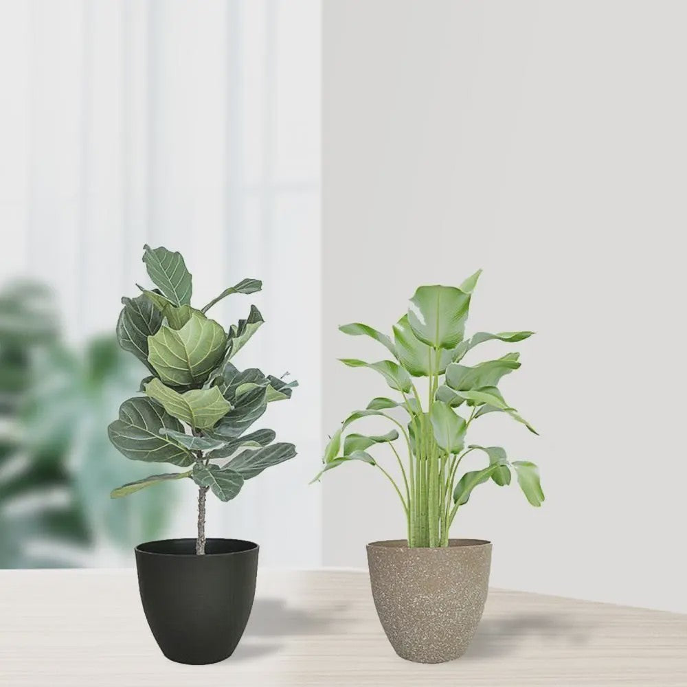 Stijlvolle Kunststof Bloempotten met Steenlook - Duurzaam & Europees Design