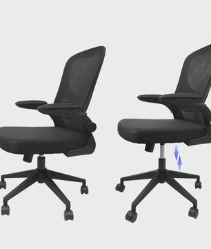 Ergonomische Bureaustoel met Mesh Rugleuning, Opklapbare Armleuningen en Lendensteun - Verstelbaar en Comfortabel