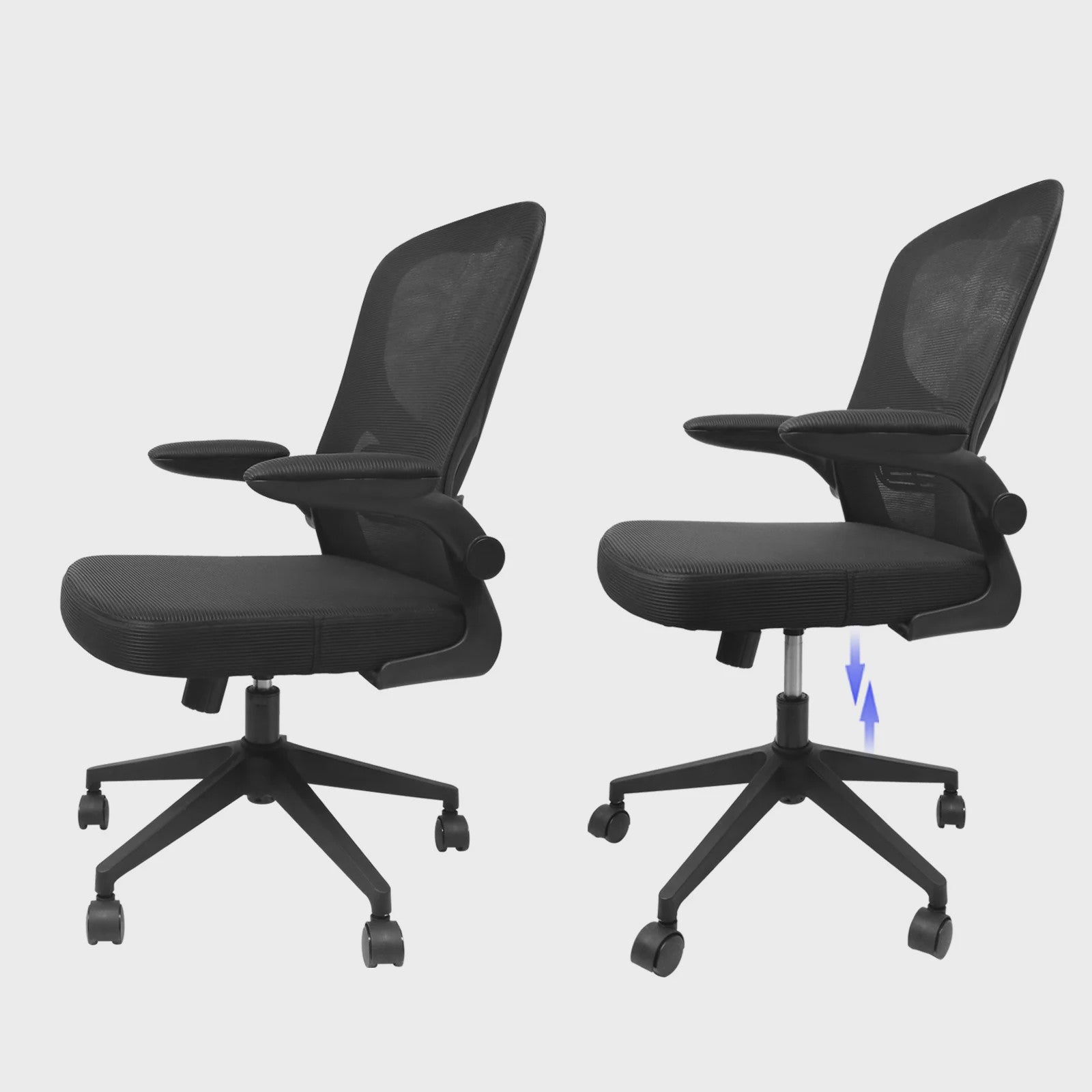 Ergonomische Bureaustoel met Mesh Rugleuning, Opklapbare Armleuningen en Lendensteun - Verstelbaar en Comfortabel